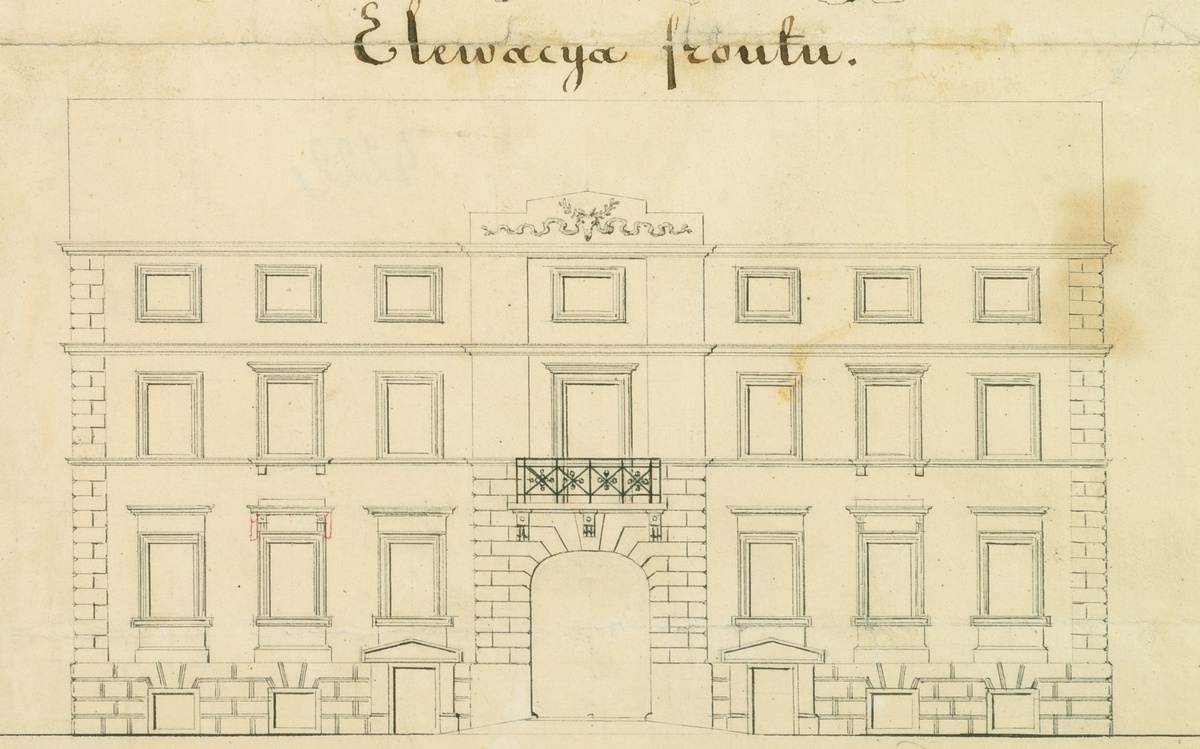 Fragment of the drawing of the house number 75 and 76 in the Provincial Town of Płock (Central Archives of Historical Records in Warsaw, cartography from other AGAD departments, reference number 85, JewishPlock.eu