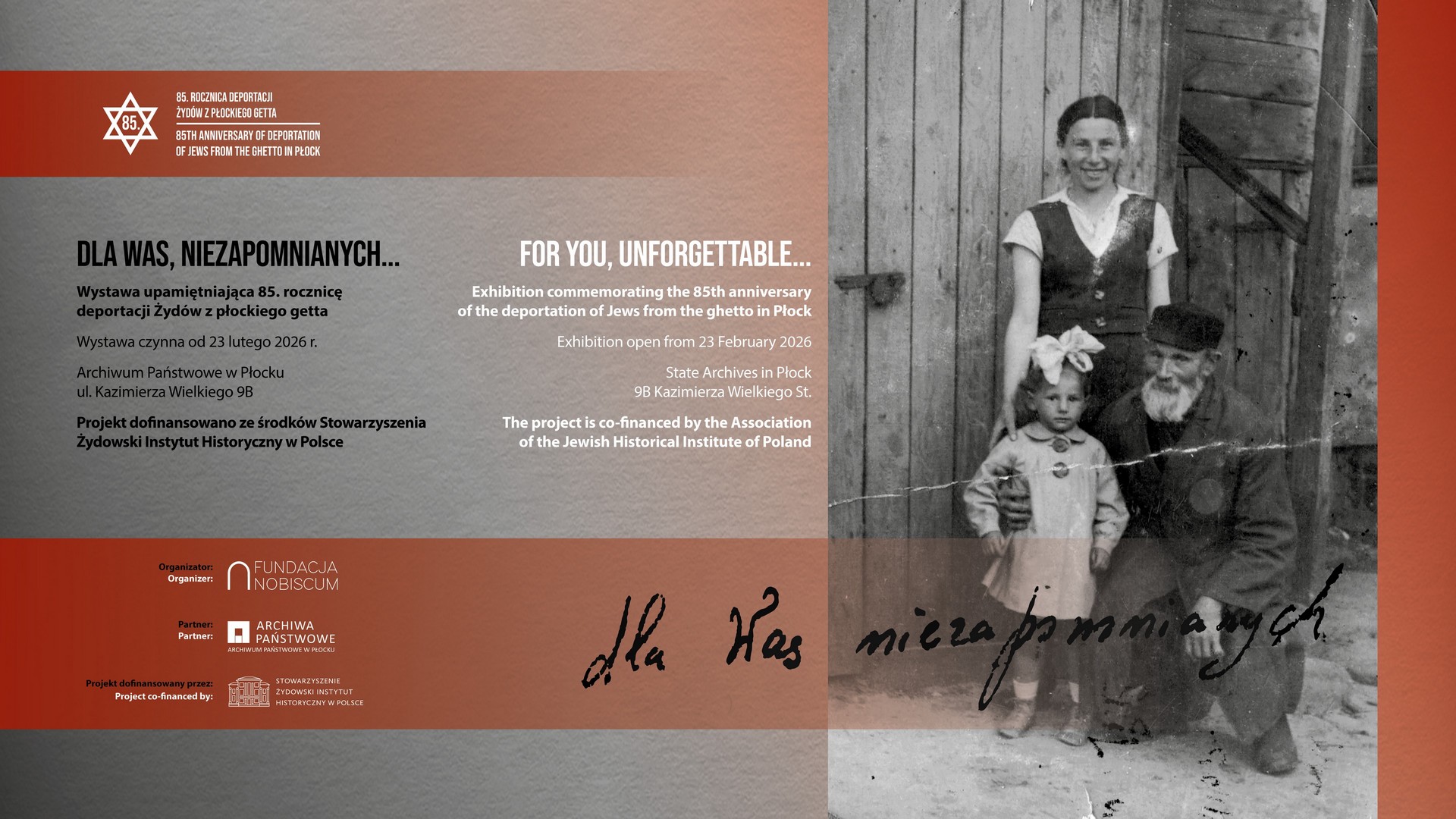 “For you, unforgettable…” Exhibition on the 85th anniversary of the deportation of Jews from the Ghetto in Płock