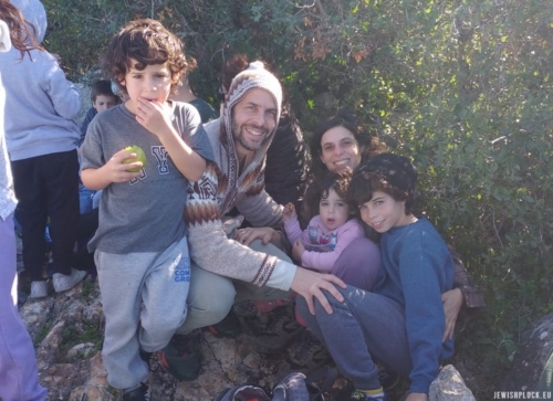 Family of David and Racheli Bomzon, left to right: Yotam, David, Racheli, Elia, and Itamar, Israel 2019