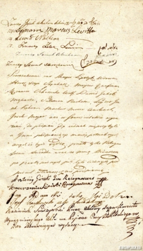 Akt notarialny sporządzony dnia 6 maja 1812 roku przez Kazimierza Świerzyńskiego zawierający nazwiska 133 ojców rodzin żydowskich w Płocku (źródło: Archiwum Państwowe w Płocku, Kancelaria Pisarzy Aktowych w Płocku: Tomasza Gutkowskiego, Kazimierza Świerzyńskiego, Teodora Krajewskiego, Tadeusza Markowskiego, nr rep. 180/1812)