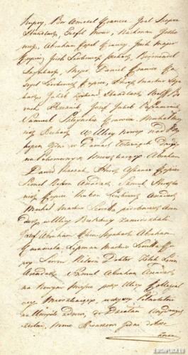 Akt notarialny sporządzony dnia 6 maja 1812 roku przez Kazimierza Świerzyńskiego zawierający nazwiska 133 ojców rodzin żydowskich w Płocku (źródło: Archiwum Państwowe w Płocku, Kancelaria Pisarzy Aktowych w Płocku: Tomasza Gutkowskiego, Kazimierza Świerzyńskiego, Teodora Krajewskiego, Tadeusza Markowskiego, nr rep. 180/1812)