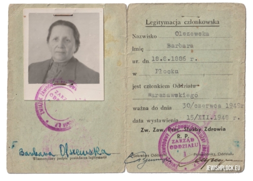 Legitymacja członkowska Związku Zawodowego Pracowników Służby Zdrowia Barbary Olszewskiej (źródło: archiwum prywatne Zuzanny Witwickiej)